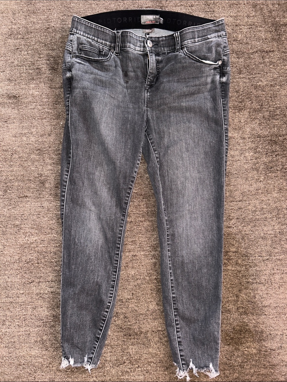torrid Gray Frayed Hem Skinny Jeans